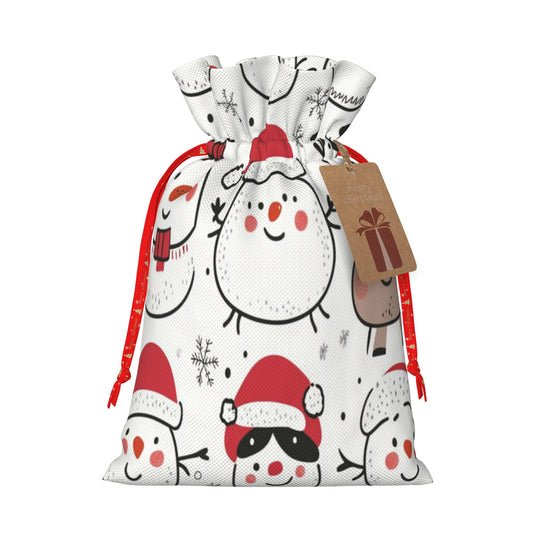 Christmas Snowman Cartoon Gift Bag – Festive Drawstring Gift Sack (Available in Multiple Sizes)