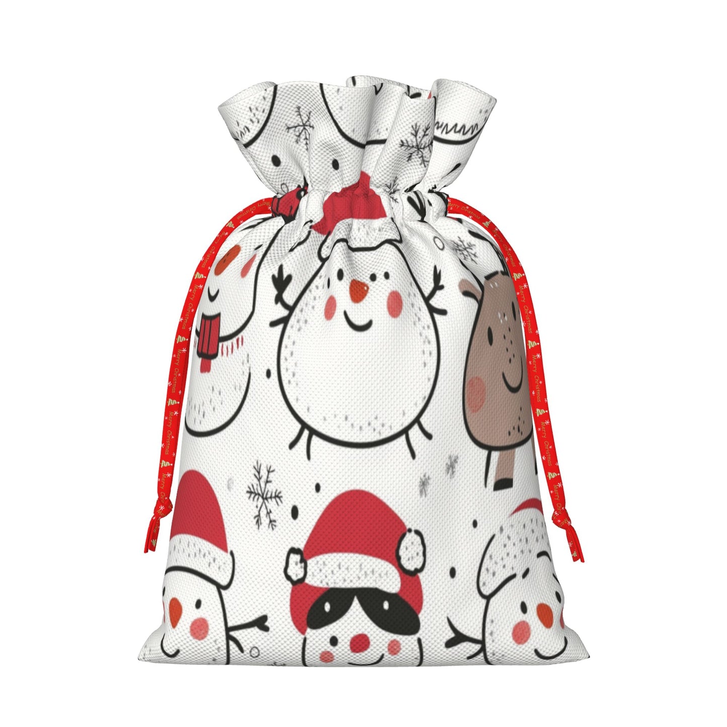 Christmas Snowman Cartoon Gift Bag – Festive Drawstring Gift Sack (Available in Multiple Sizes)