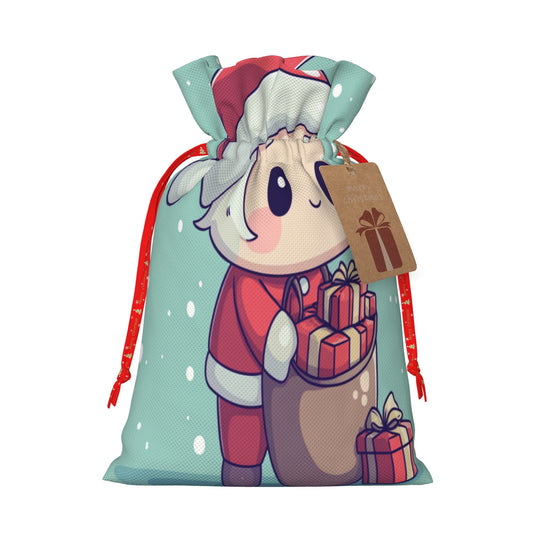 Cute Santa Claus Cartoon Gift Bag – Festive Drawstring Gift Sack (Available in Multiple Sizes)