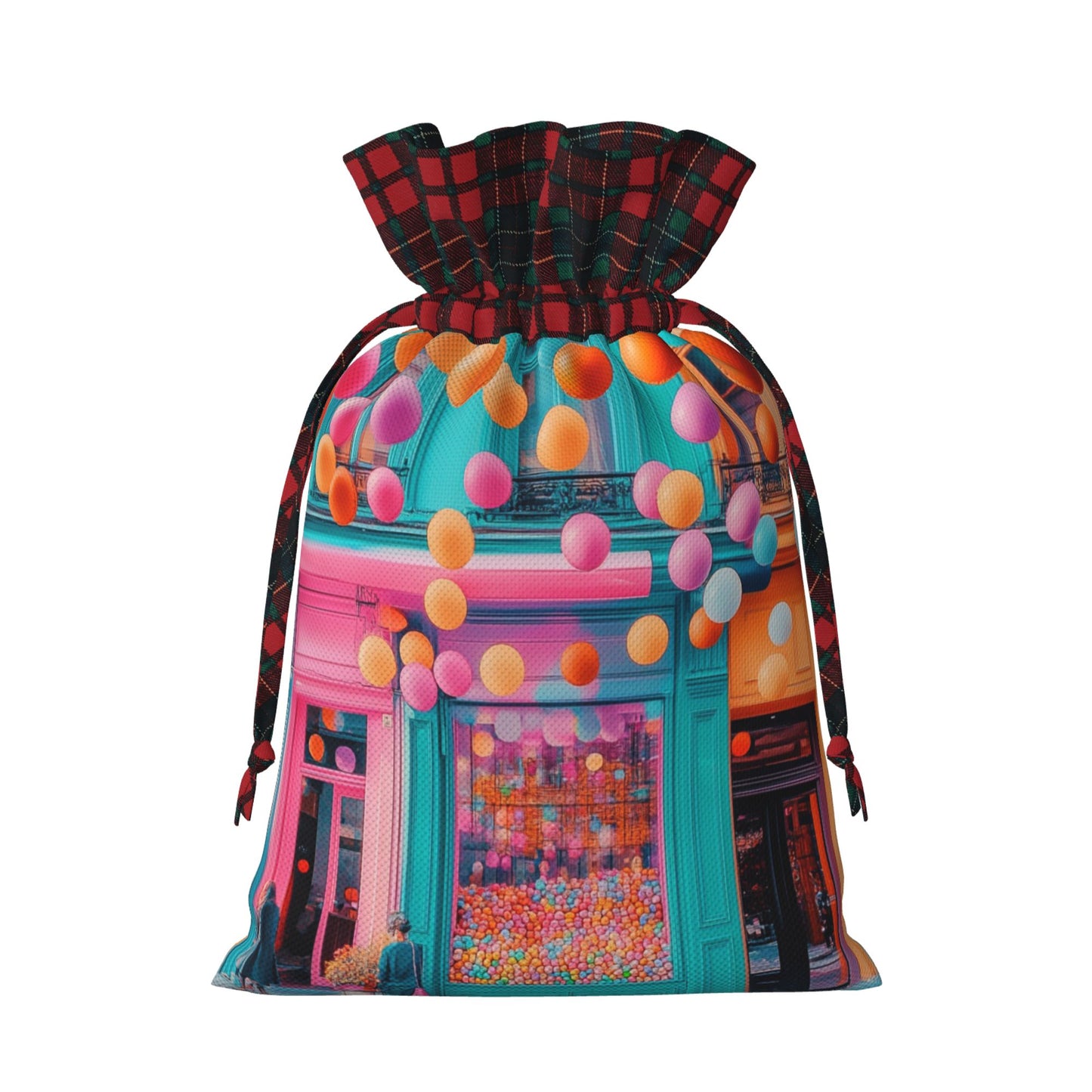 Creative Street Scene Balloons Gift Bag – Festive Drawstring Gift Sack (Available in Multiple Sizes)