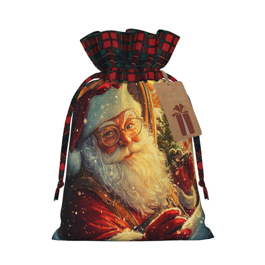 Classic Santa Claus Gift Bag – Festive Drawstring Gift Sack (Available in Multiple Sizes)