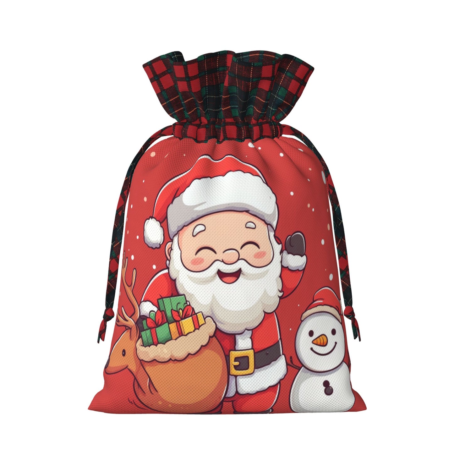 Christmas Burlap Drawstring Gift Bags - Cute Santa Claus Design, Holiday Gift Wrap Bags