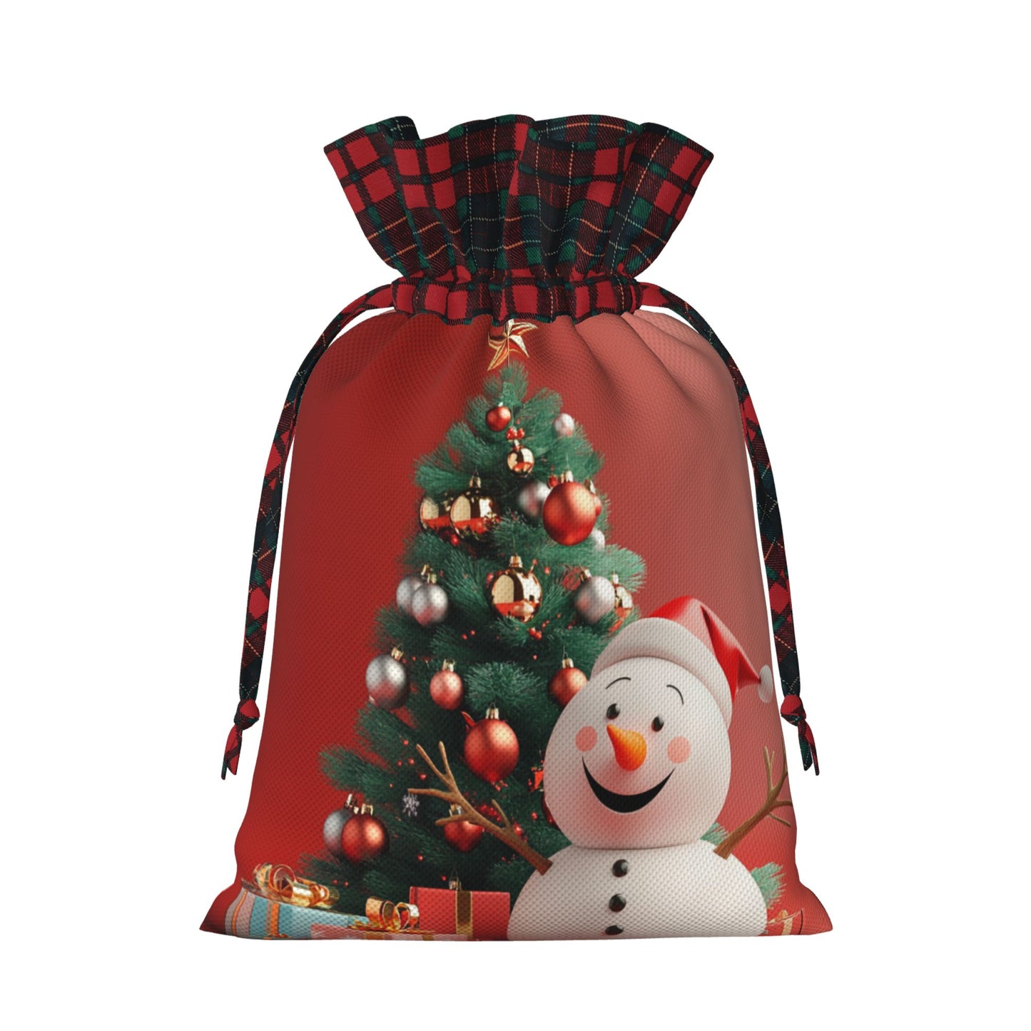 Christmas Snowman Themed Burlap Drawstring Gift Bags - Festive Decoration & Gift Wrapping Bag